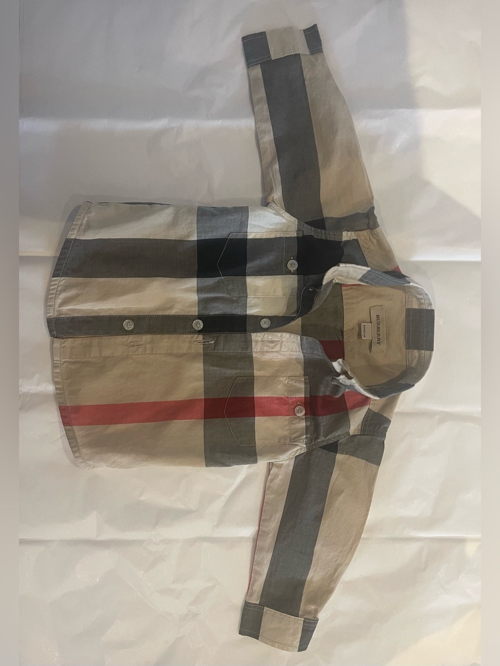 Burberry Beige, Black & Red Signature Check Shirt